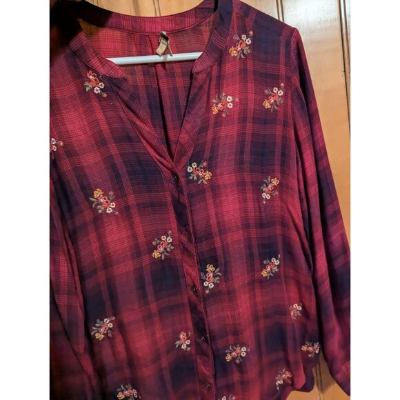 Democracy Womens Pink Shirt Plaid Long Sleeve Button Down Long Sleeve Size M - Picture 9 of 13